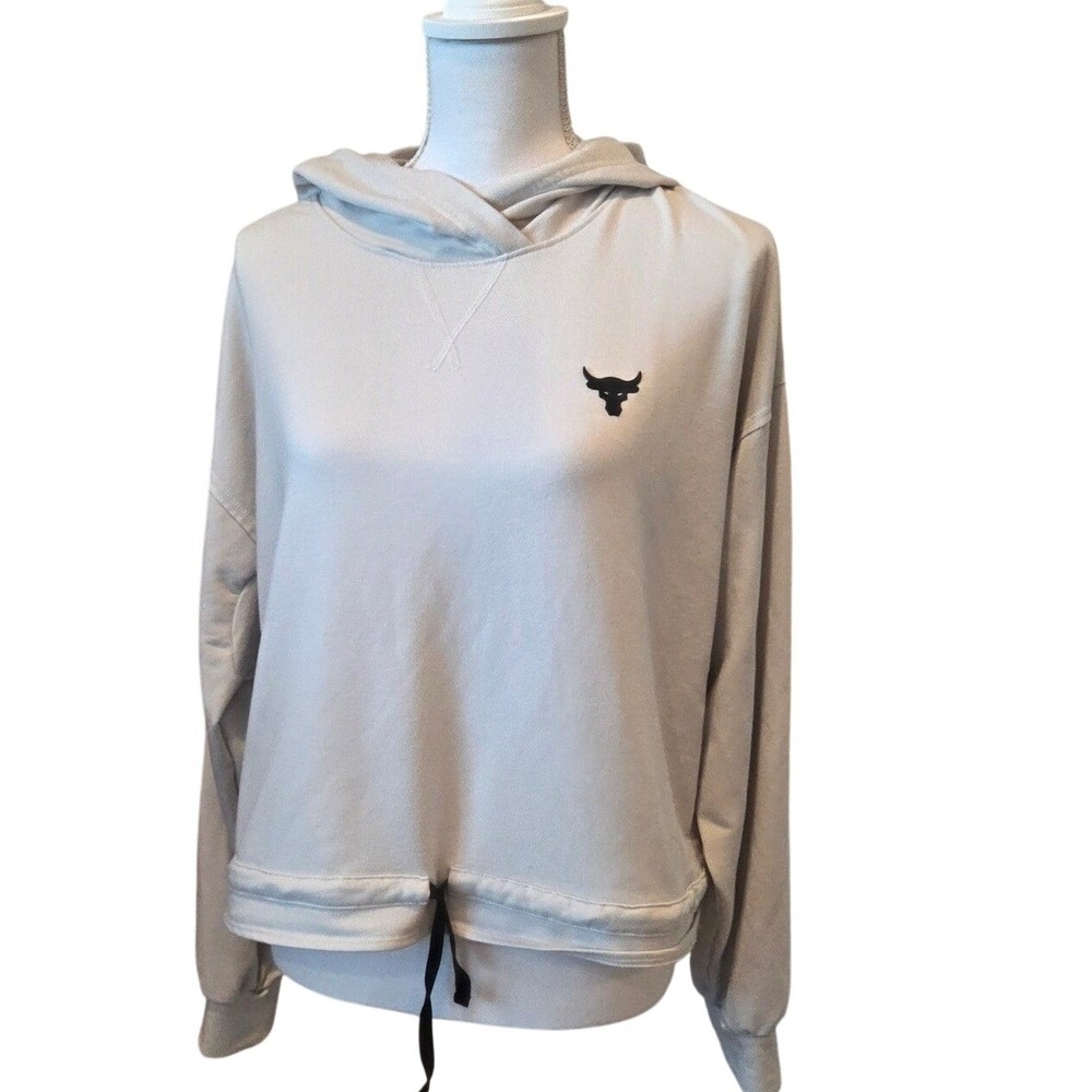 Under Armour Project Rock Hoodie Lightweight Sweatshirt Loose Fit  Tan Medium Al
